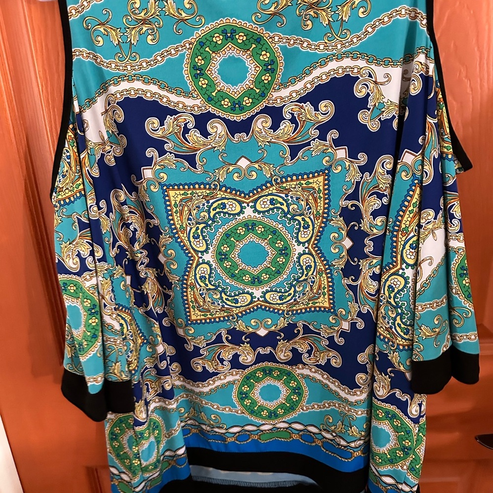 Susan Graver Blue and Green Patterned Tank Top - Picture 3 of 5